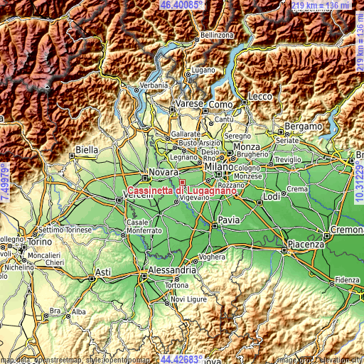 Topographic map of Cassinetta di Lugagnano