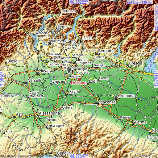 Topographic map of Dresano