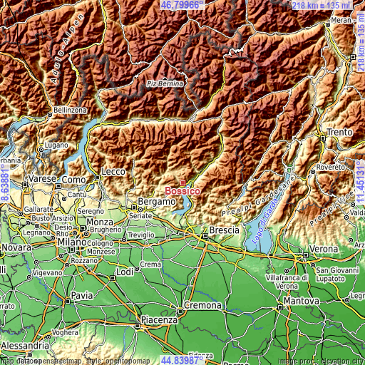 Topographic map of Bossico