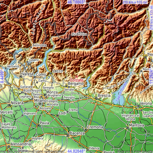 Topographic map of Colzate