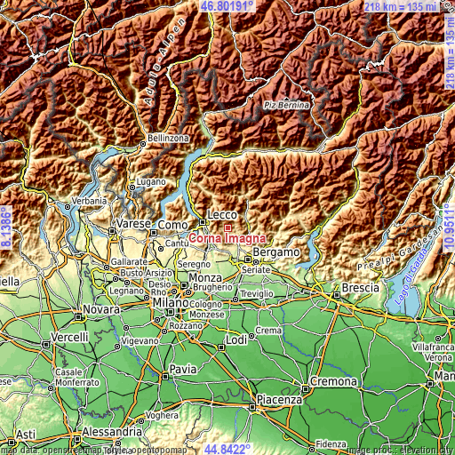 Topographic map of Corna Imagna