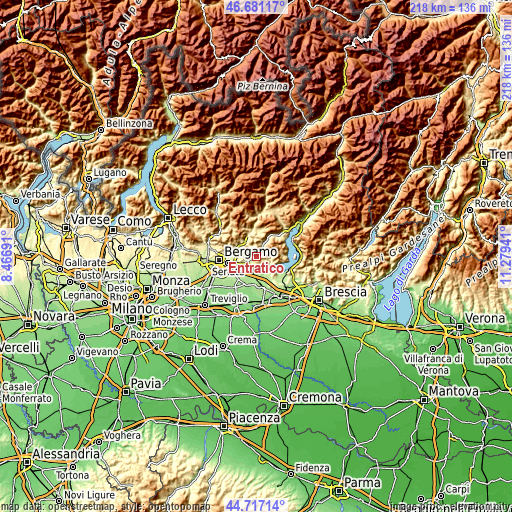 Topographic map of Entratico