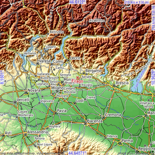 Topographic map of Filago