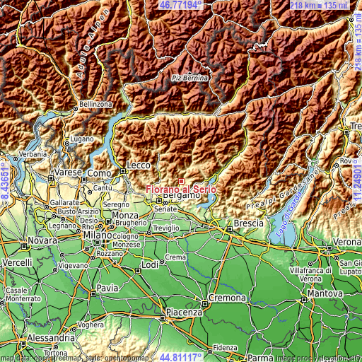 Topographic map of Fiorano al Serio