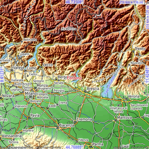 Topographic map of Fonteno