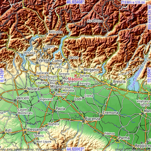 Topographic map of Madone