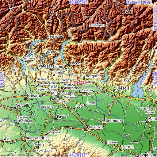 Topographic map of Presezzo