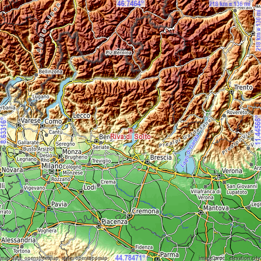 Topographic map of Riva di Solto