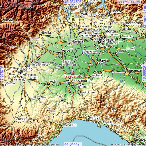 Topographic map of Frascarolo