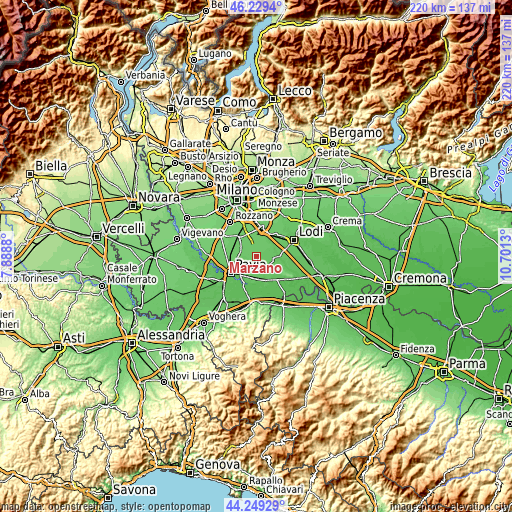 Topographic map of Marzano