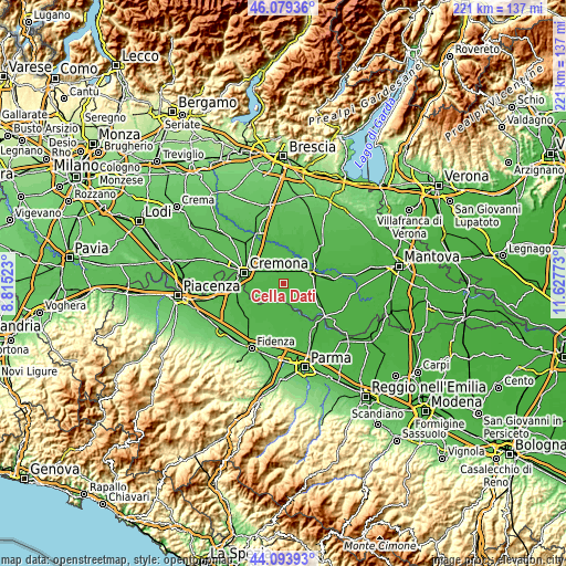 Topographic map of Cella Dati