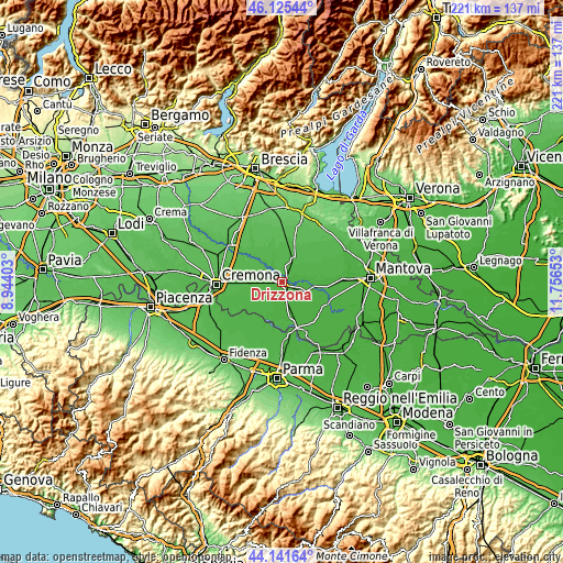 Topographic map of Drizzona