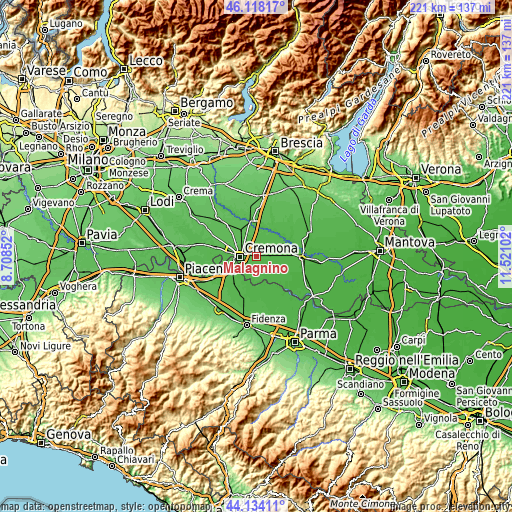 Topographic map of Malagnino