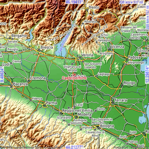 Topographic map of Castelbelforte