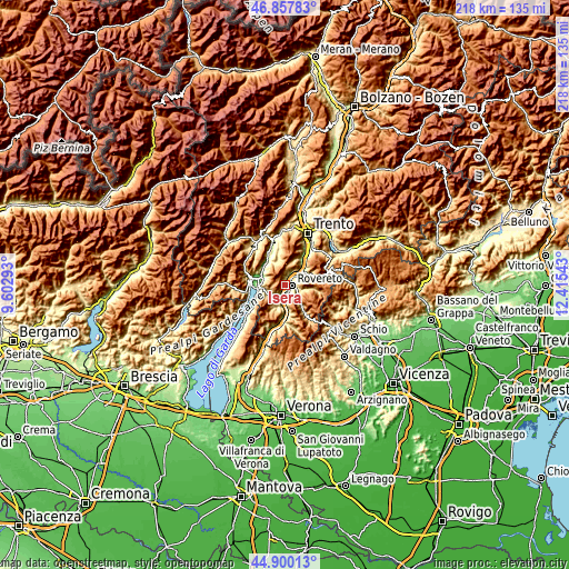 Topographic map of Isera