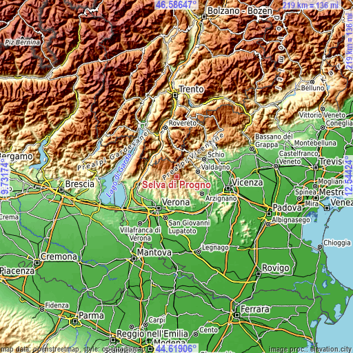 Topographic map of Selva di Progno