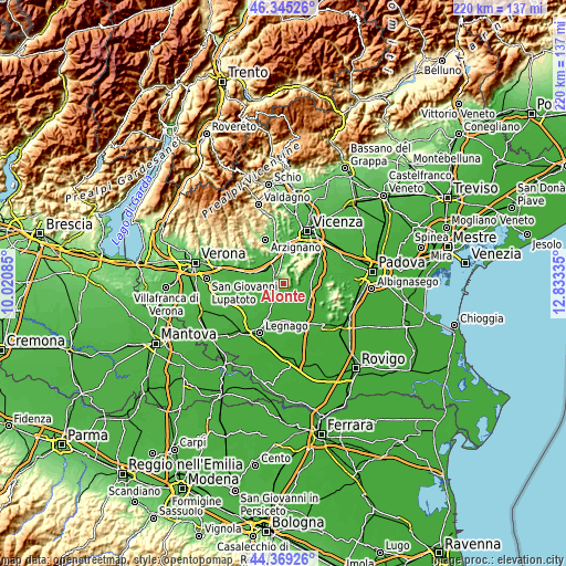 Topographic map of Alonte