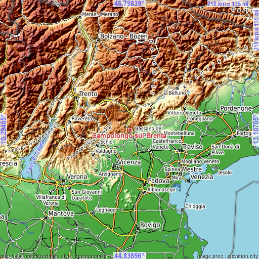 Topographic map of Campolongo sul Brenta