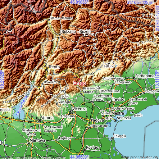 Topographic map of Enego