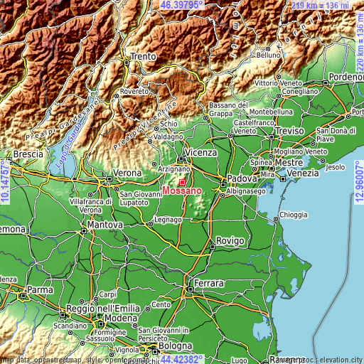 Topographic map of Mossano