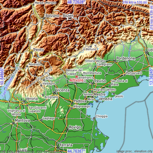 Topographic map of Altivole