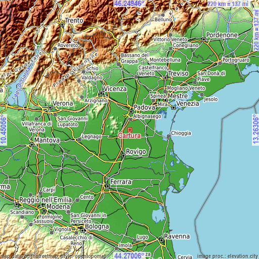 Topographic map of Cartura