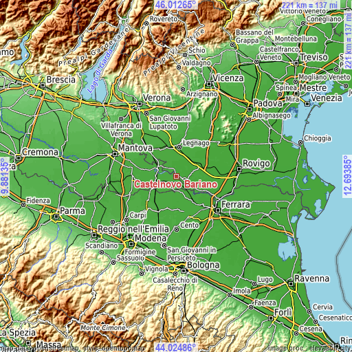 Topographic map of Castelnovo Bariano