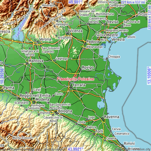 Topographic map of Frassinelle Polesine