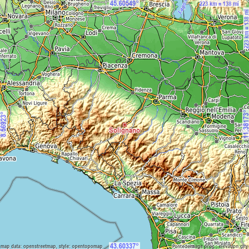 Topographic map of Solignano