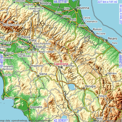 Topographic map of Capolona