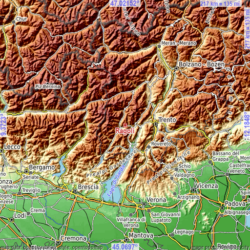 Topographic map of Ragoli