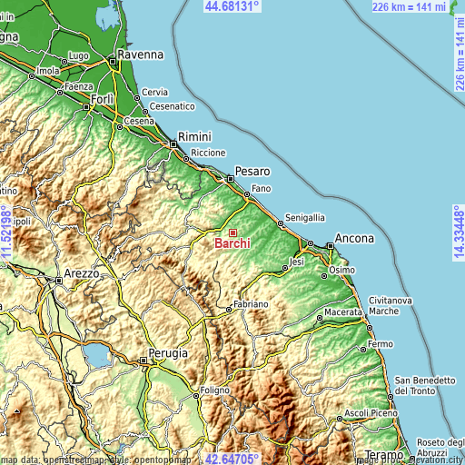 Topographic map of Barchi