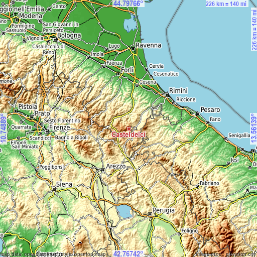 Topographic map of Casteldelci