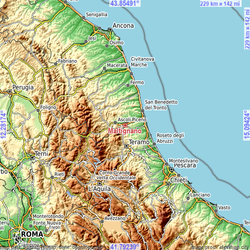 Topographic map of Maltignano