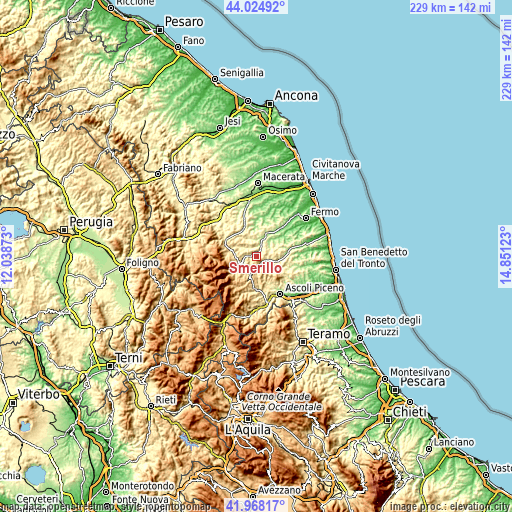 Topographic map of Smerillo