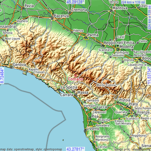 Topographic map of Comano