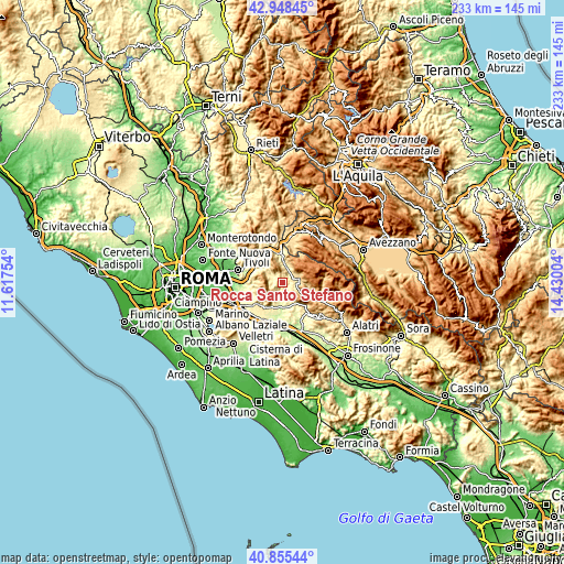 Topographic map of Rocca Santo Stefano