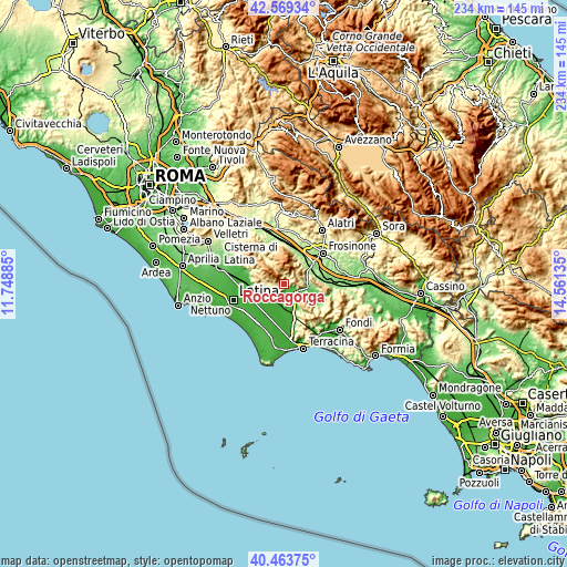 Topographic map of Roccagorga