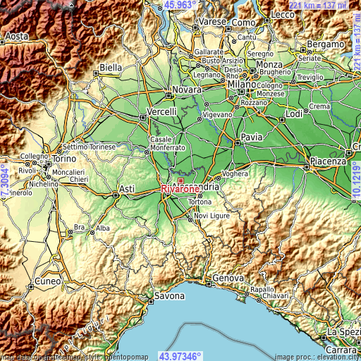 Topographic map of Rivarone