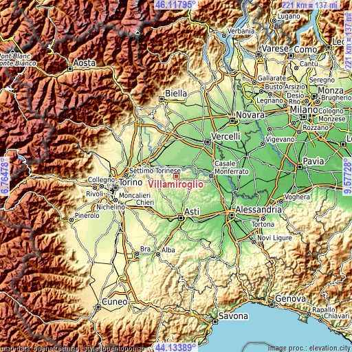 Topographic map of Villamiroglio