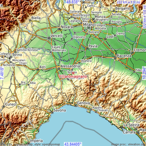 Topographic map of Villaromagnano