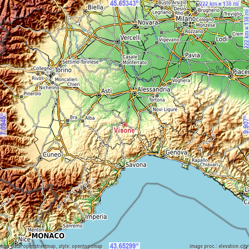 Topographic map of Visone