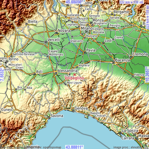 Topographic map of Volpeglino