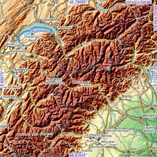 Topographic map of Doues