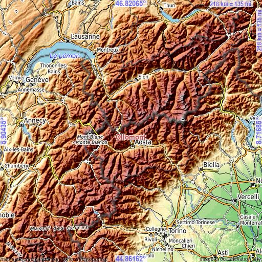 Topographic map of Ollomont