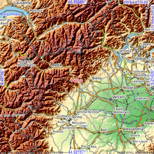 Topographic map of Perloz