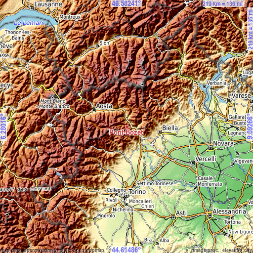 Topographic map of Pont-Bozet