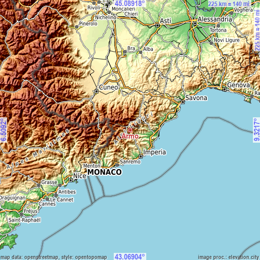 Topographic map of Armo