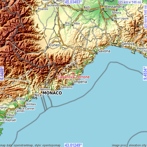 Topographic map of Casanova Lerrone