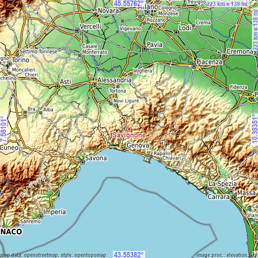 Topographic map of Savignone